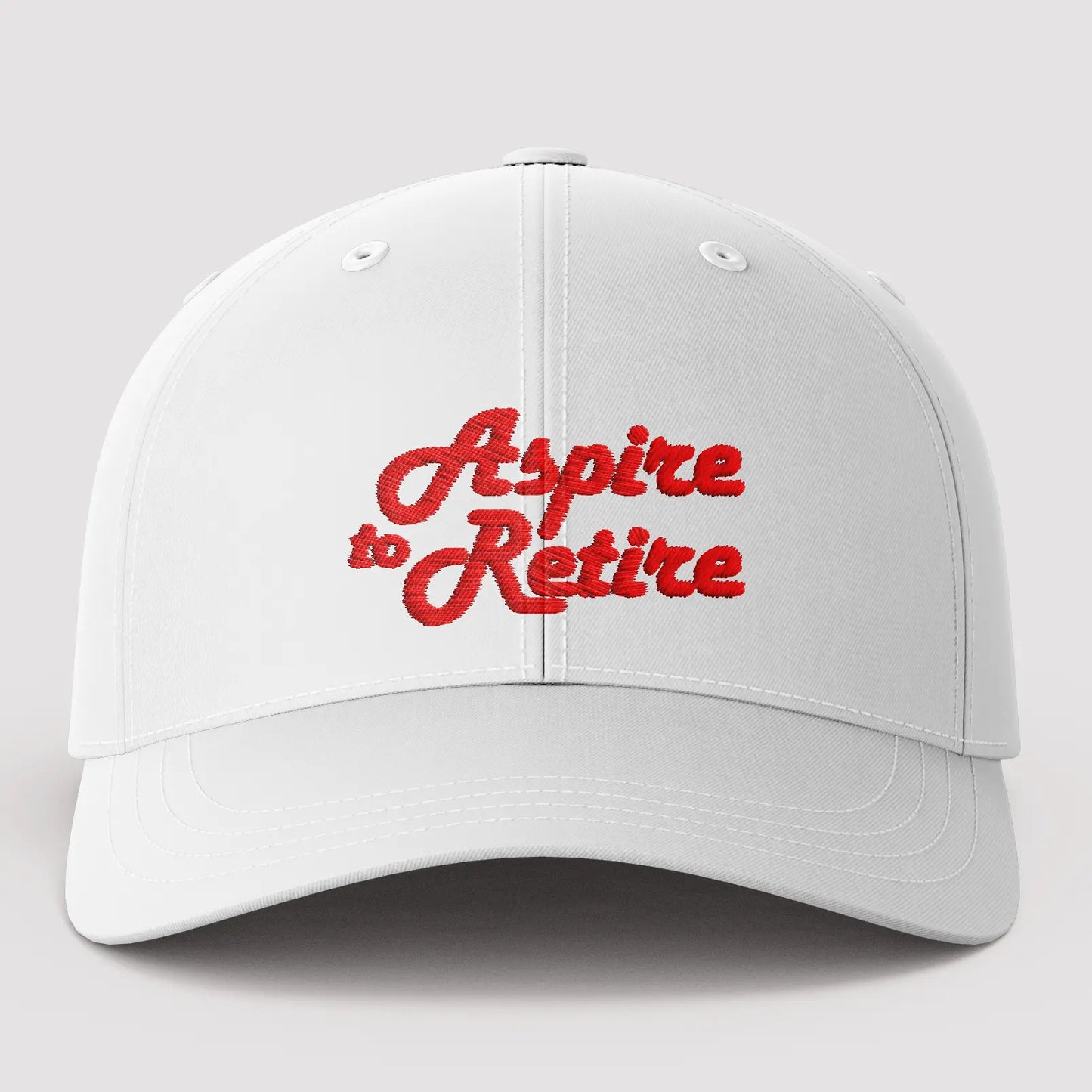 Aspire To Retire White Baseball Cap