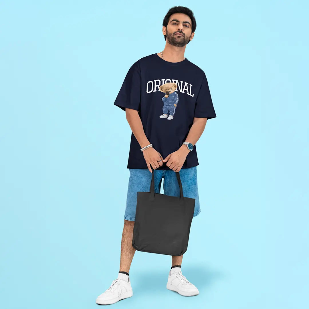 Athletic Teddy Navy Blue Oversized T-shirt