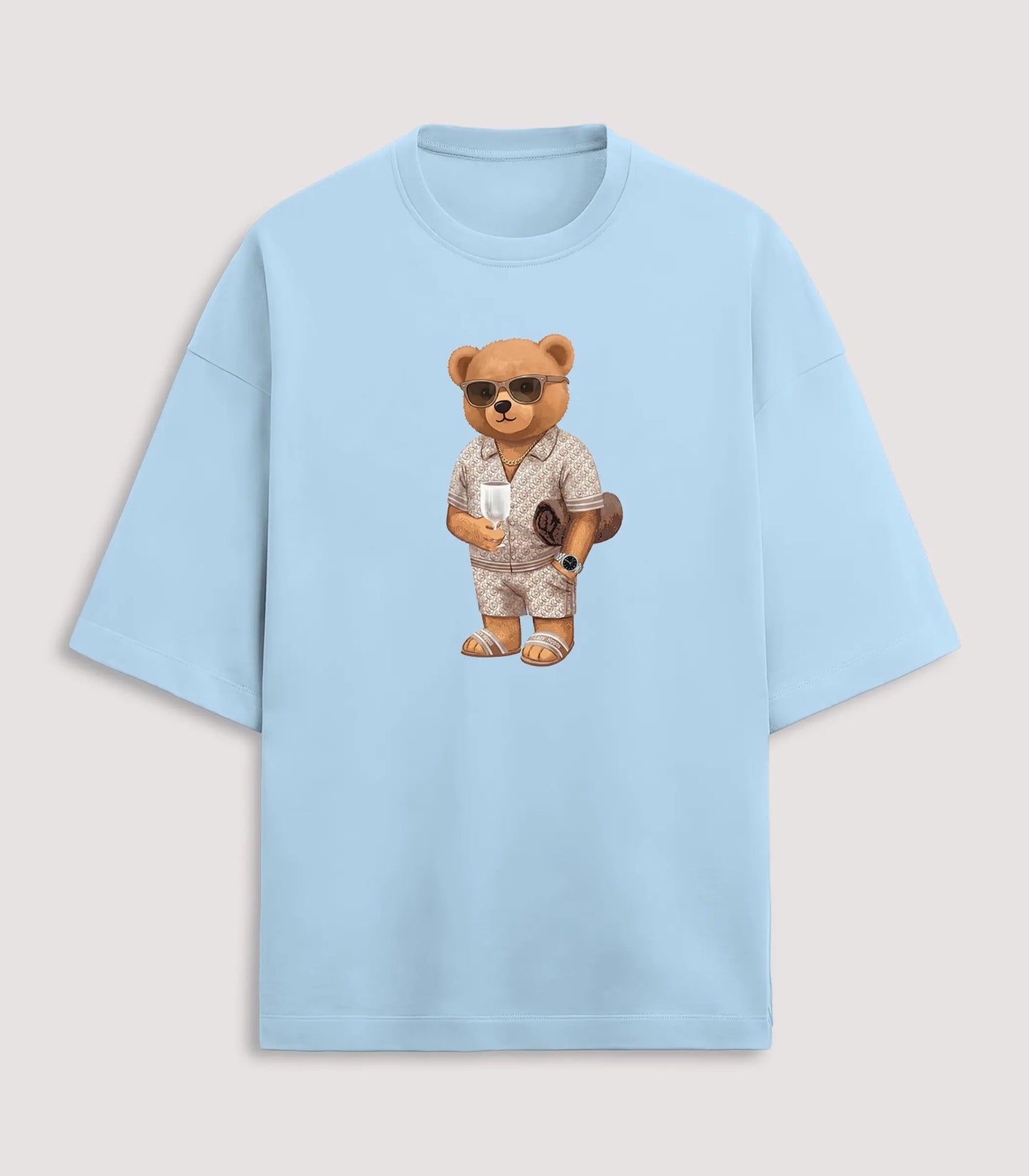 California Rich Teddy Baby Blue Terry Oversized T-shirt (Heavyweight)