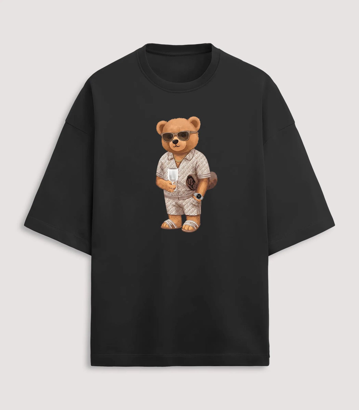California Rich Teddy Black Terry Oversized T-shirt (Heavyweight)