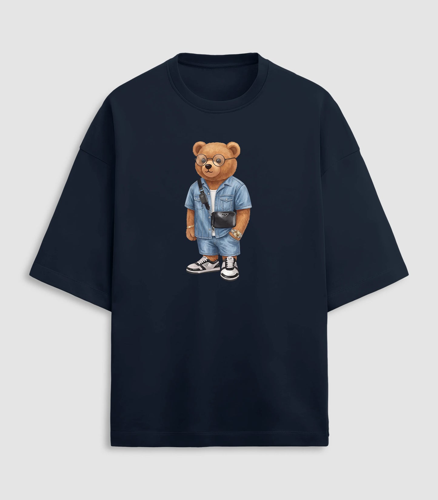 Euro Summer Teddy Navy Blue Terry Oversized T-shirt (Heavyweight)