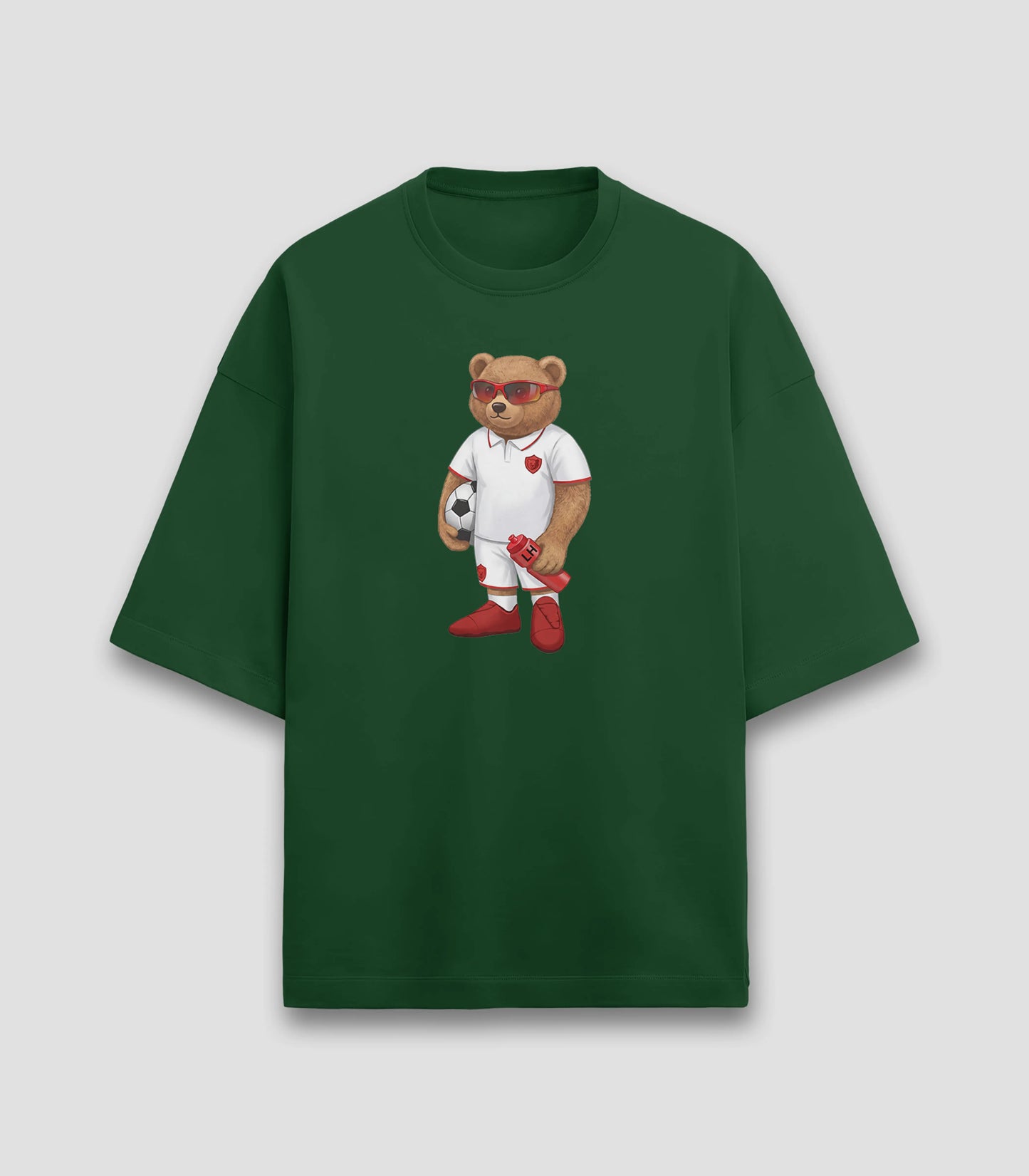 Footballer Teddy Bottle Green Terry Oversized T-shirt (Heavyweight)