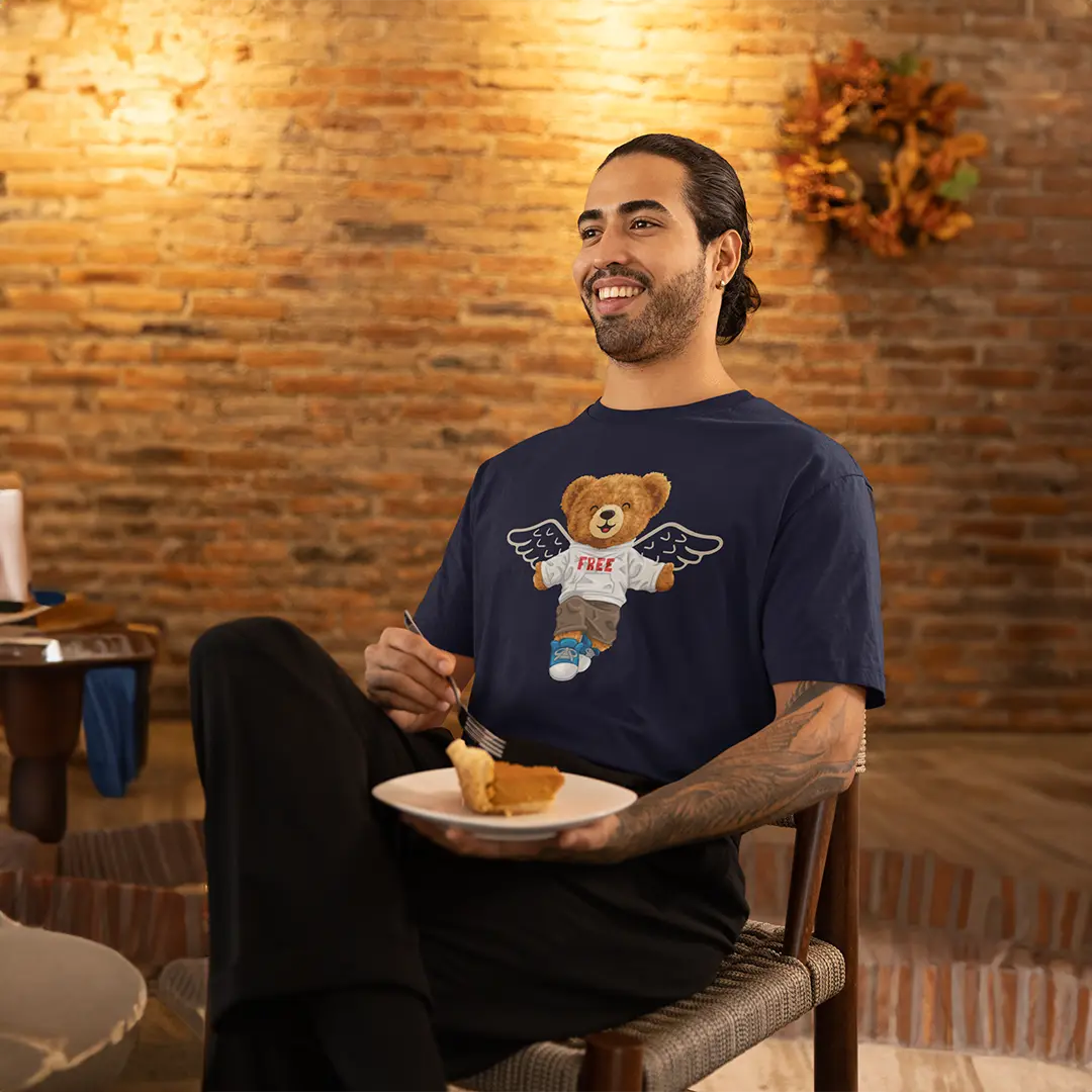 Free Spirit Teddy Navy Blue Oversized T-shirt
