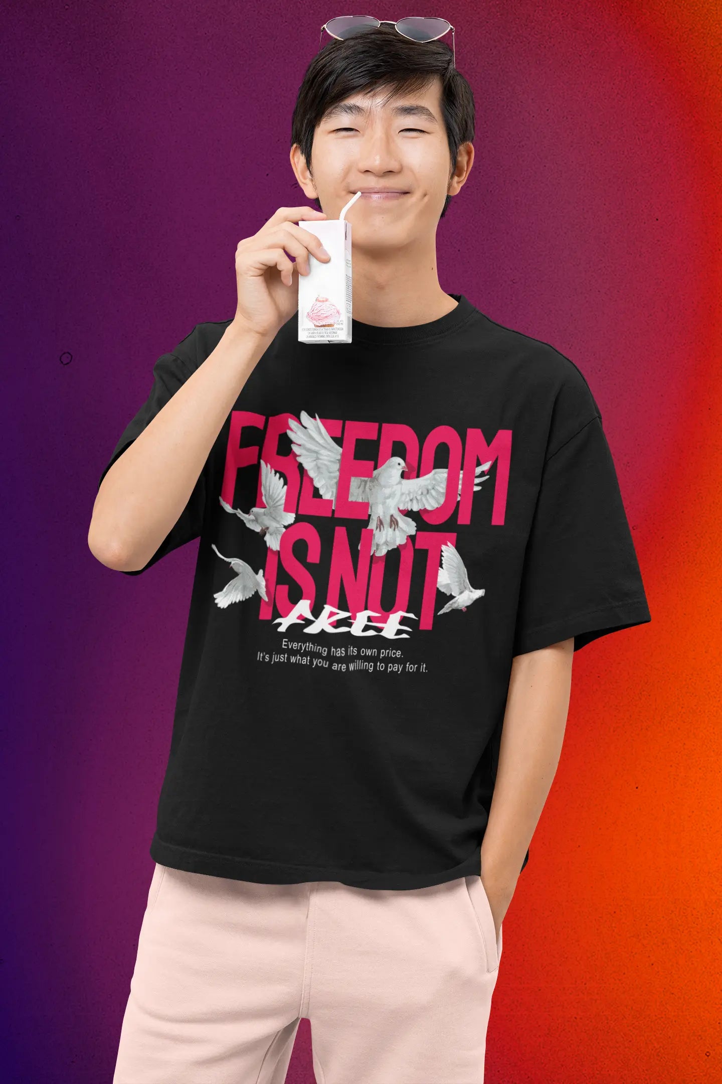 Freedom Is Not Free Black Oversized T-shirt