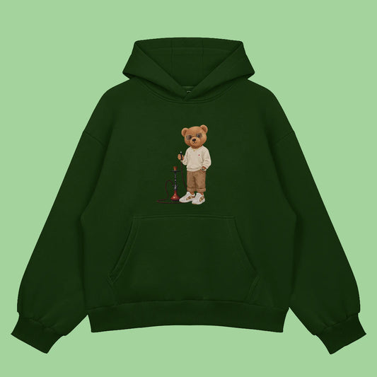 Hookah Puffer Teddy Bottle Green Oversized Hoodie (Heavyweight)