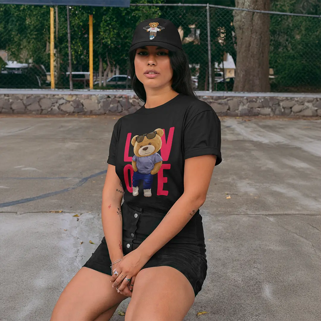 Love Teddy Black Supima Cotton Regular Fit T-shirt
