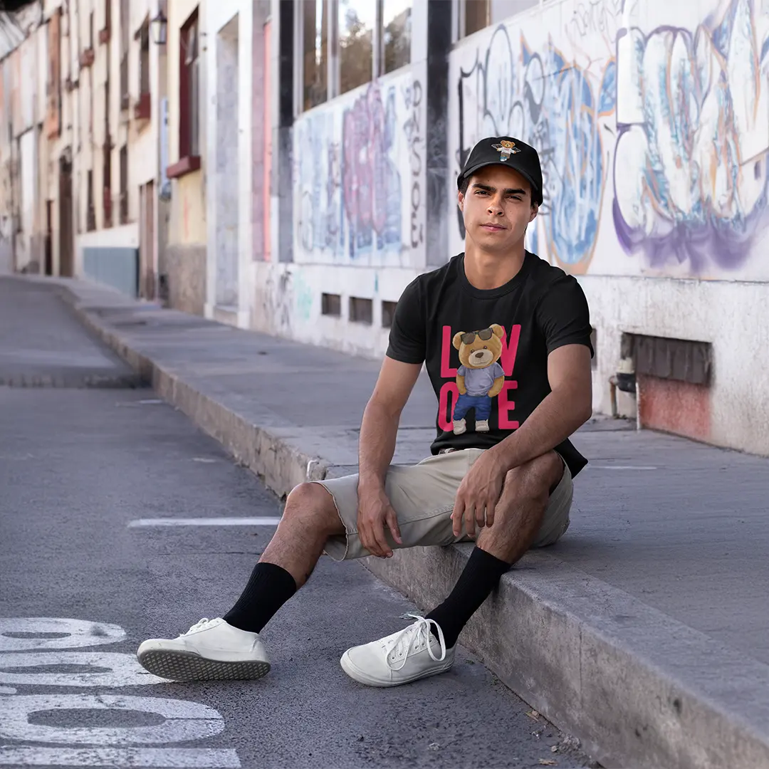 Love Teddy Black Supima Cotton Regular Fit T-shirt