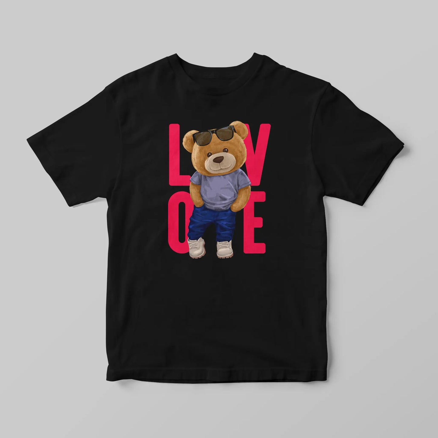Love Teddy Black Supima Cotton Regular Fit T-shirt