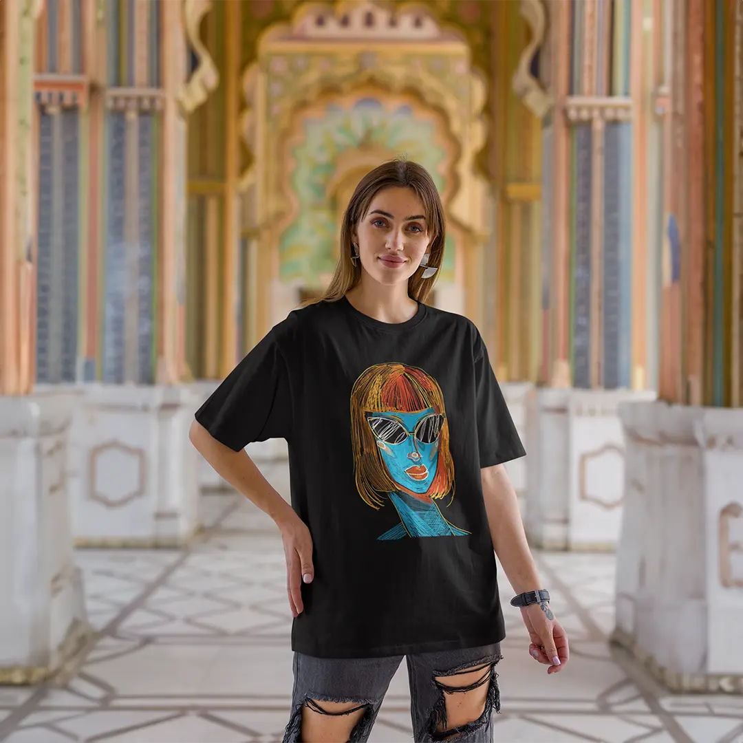 Modern Woman Black Oversized T-shirt