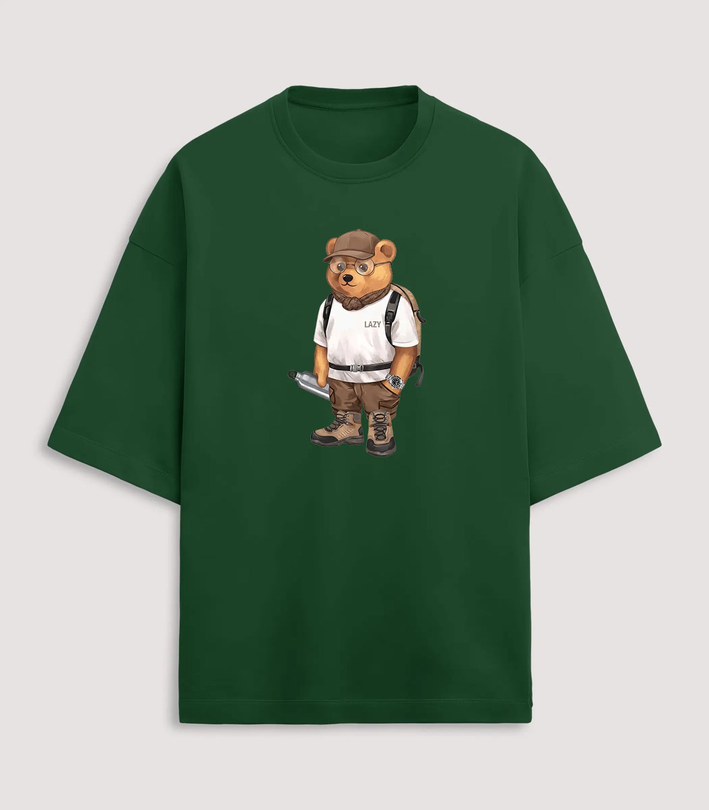 Mountain Lover Teddy Bottle Green Terry Oversized T-shirt (Heavyweight)