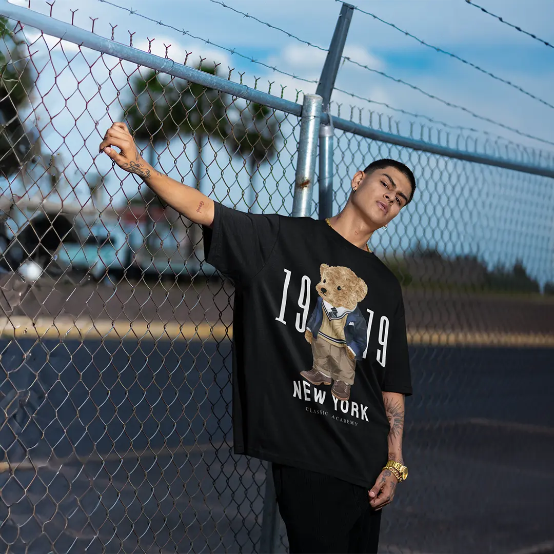 New York Teddy Black Oversized T-shirt