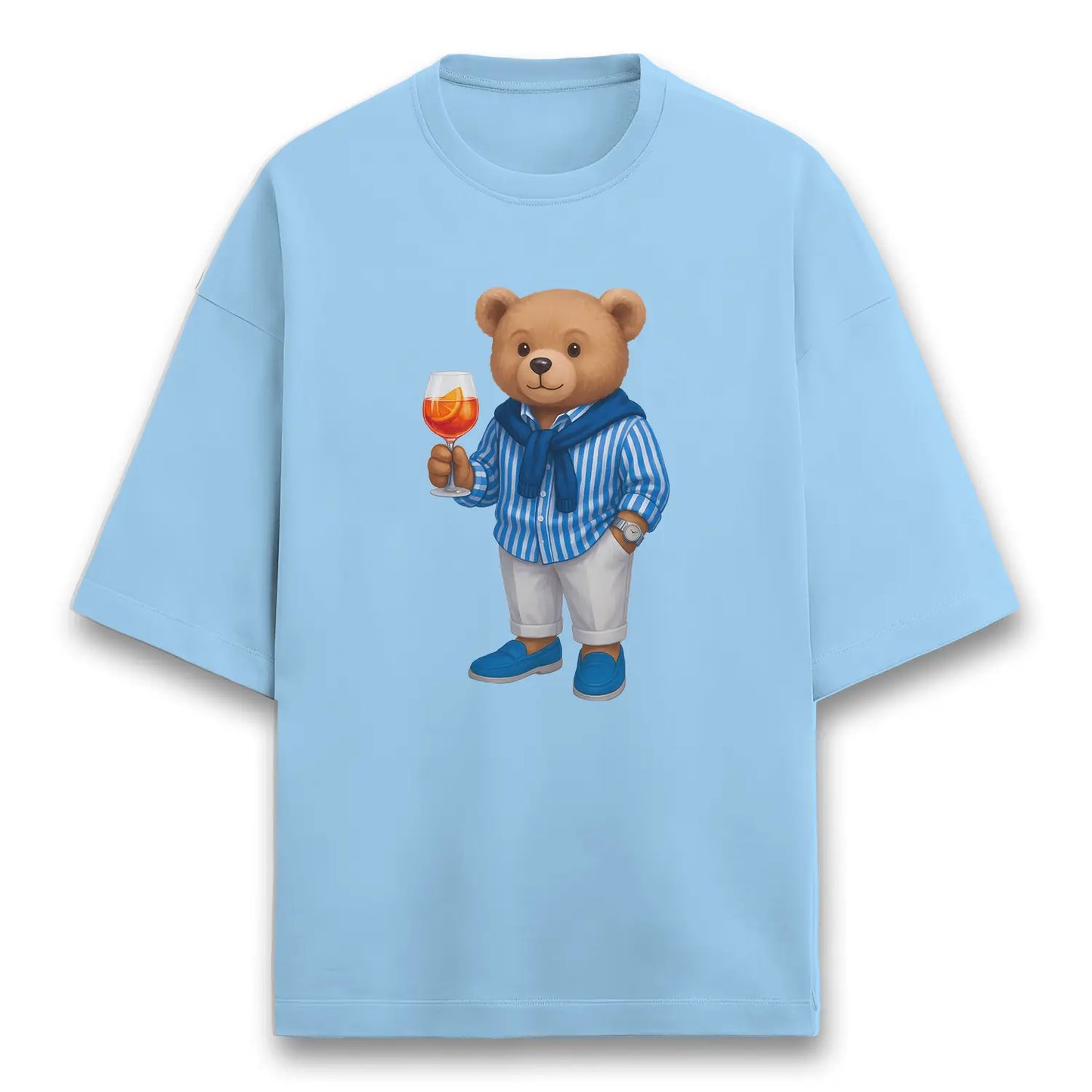 Old Money Teddy Baby Blue Terry Oversized T-shirt (Heavyweight)