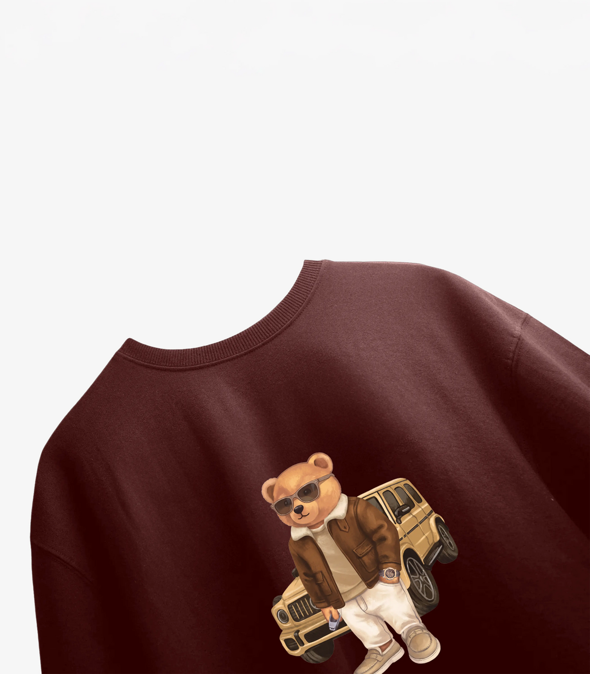 Road Trip Teddy Maroon Oversized T-shirt