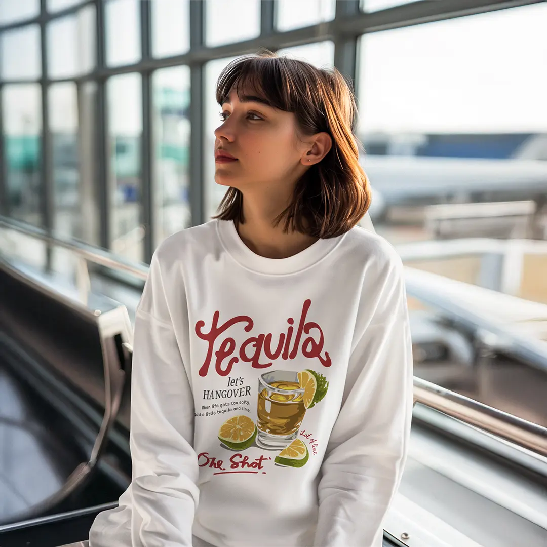 Tequila | Let's Hangover! White Oversized Sweatshirt (Heavyweight)