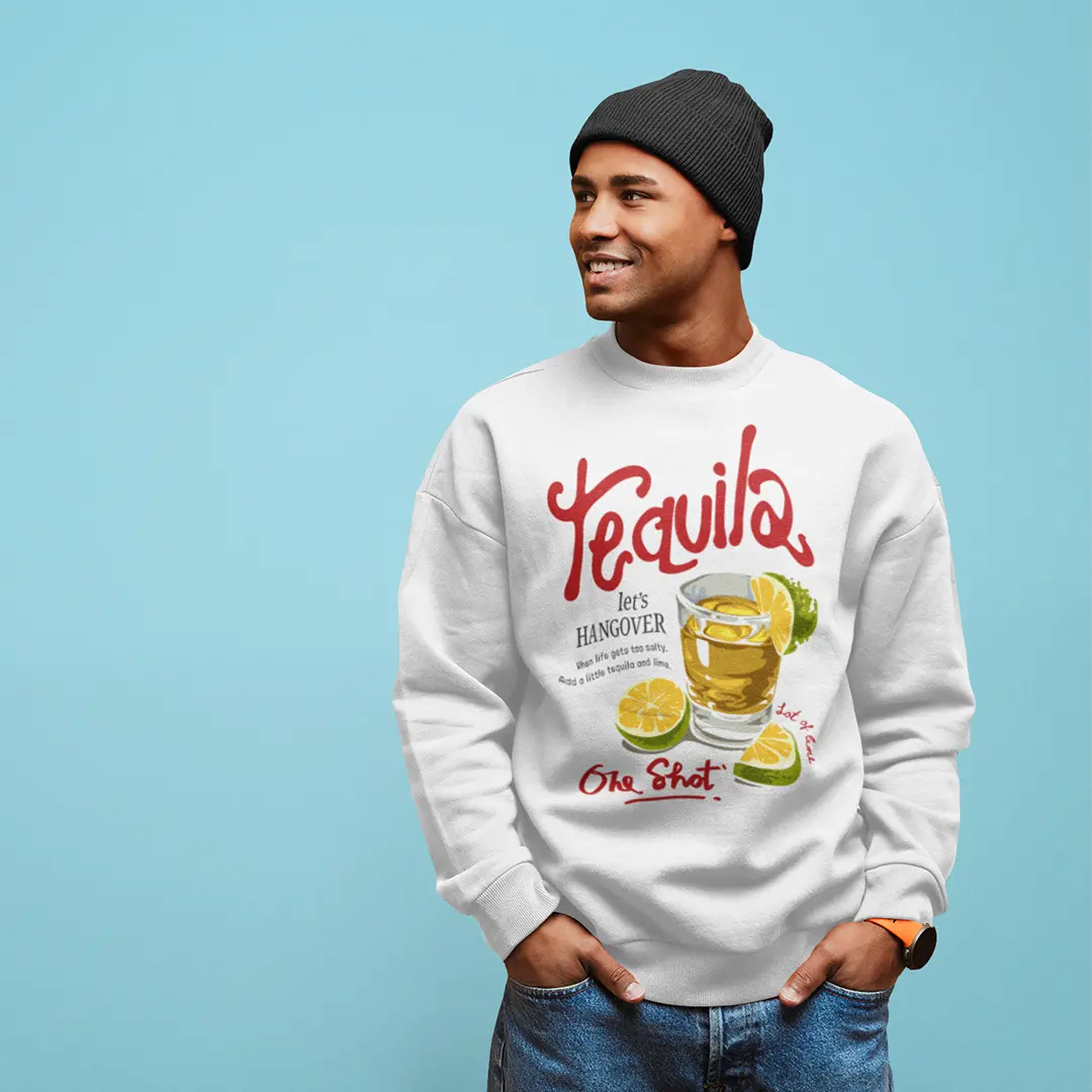 Tequila | Let's Hangover! White Oversized Sweatshirt (Heavyweight)