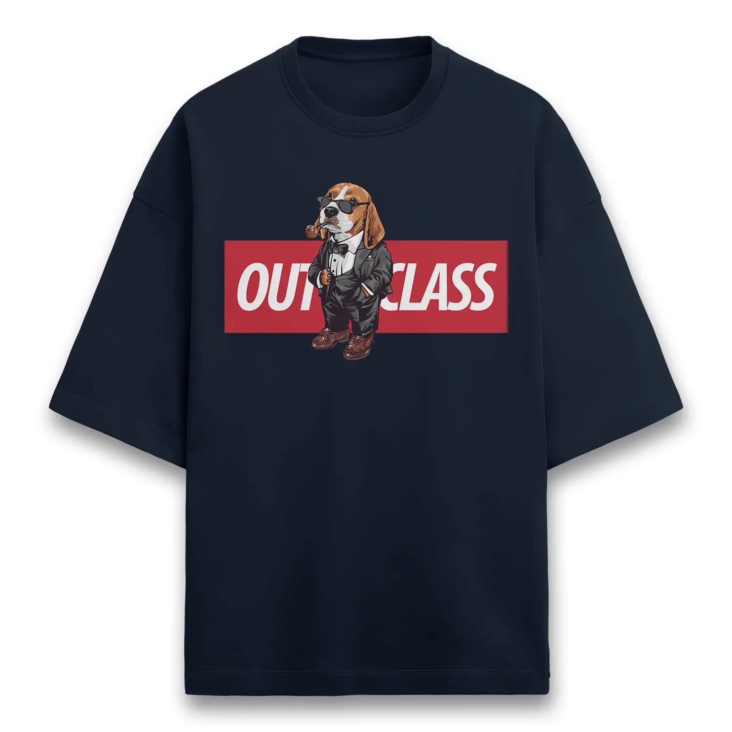 Classy Dog Navy Blue Terry Oversized T-shirt (Heavyweight)