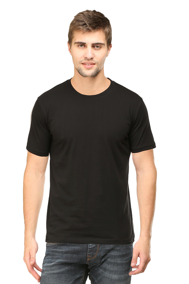 Black Solid Crew Neck T-shirt - No Logo