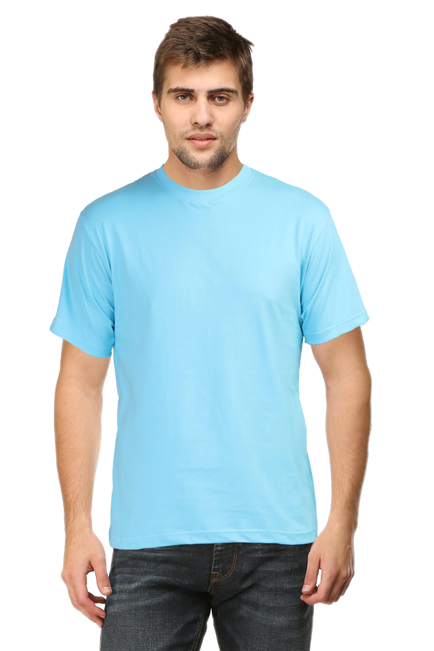 Sky Blue Crew Neck T-shirt - No Logo