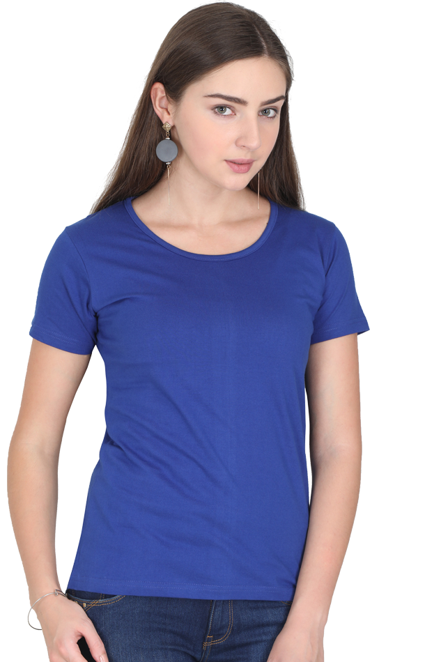 Women's Royal Blue Round Neck T-shirt - No Logo