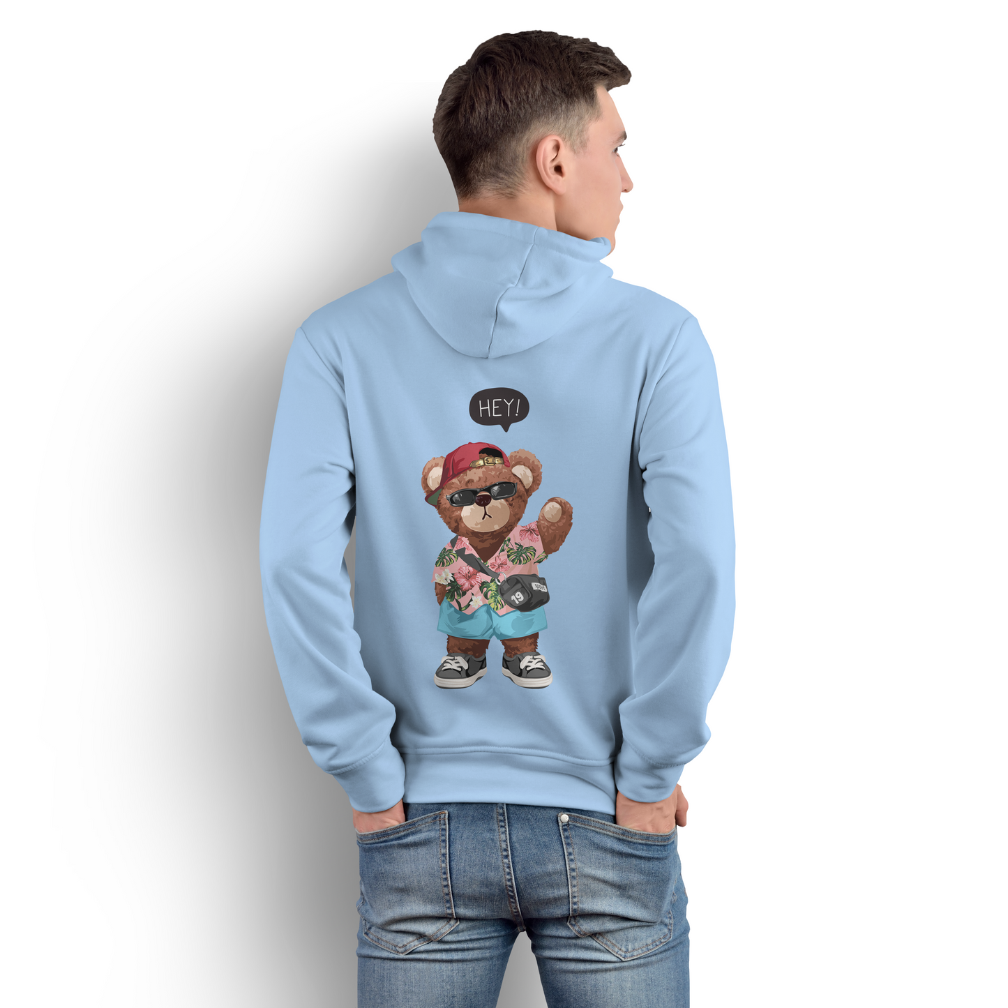 Beach Teddy Baby Blue Hoodie