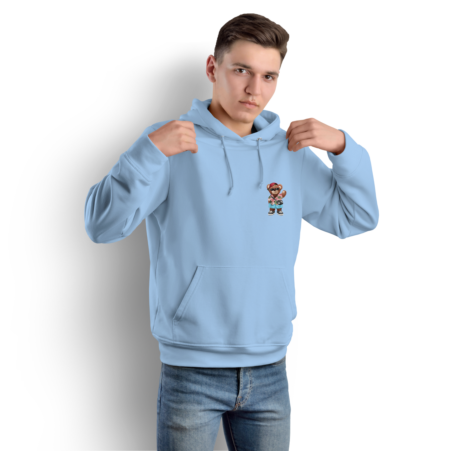Beach Teddy Baby Blue Hoodie