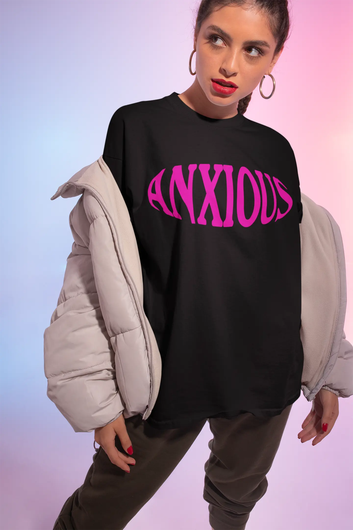 Anxious Black Oversized T-shirt