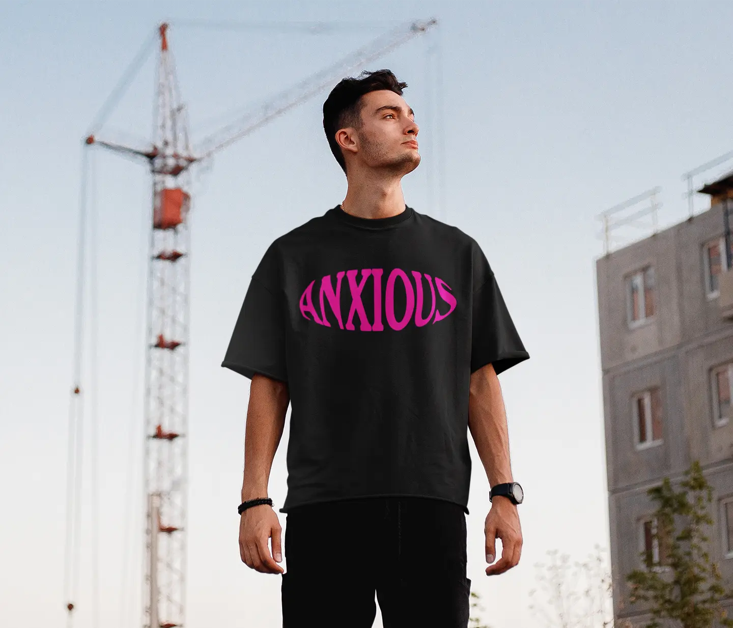 Anxious Black Oversized T-shirt