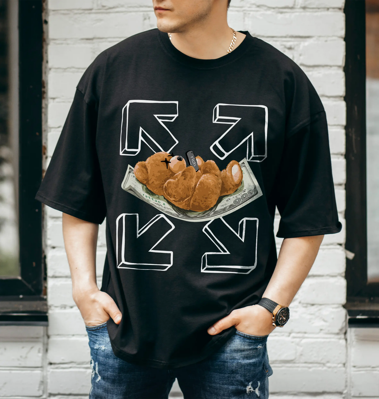 Billionaire Teddy Black Oversized T-shirt