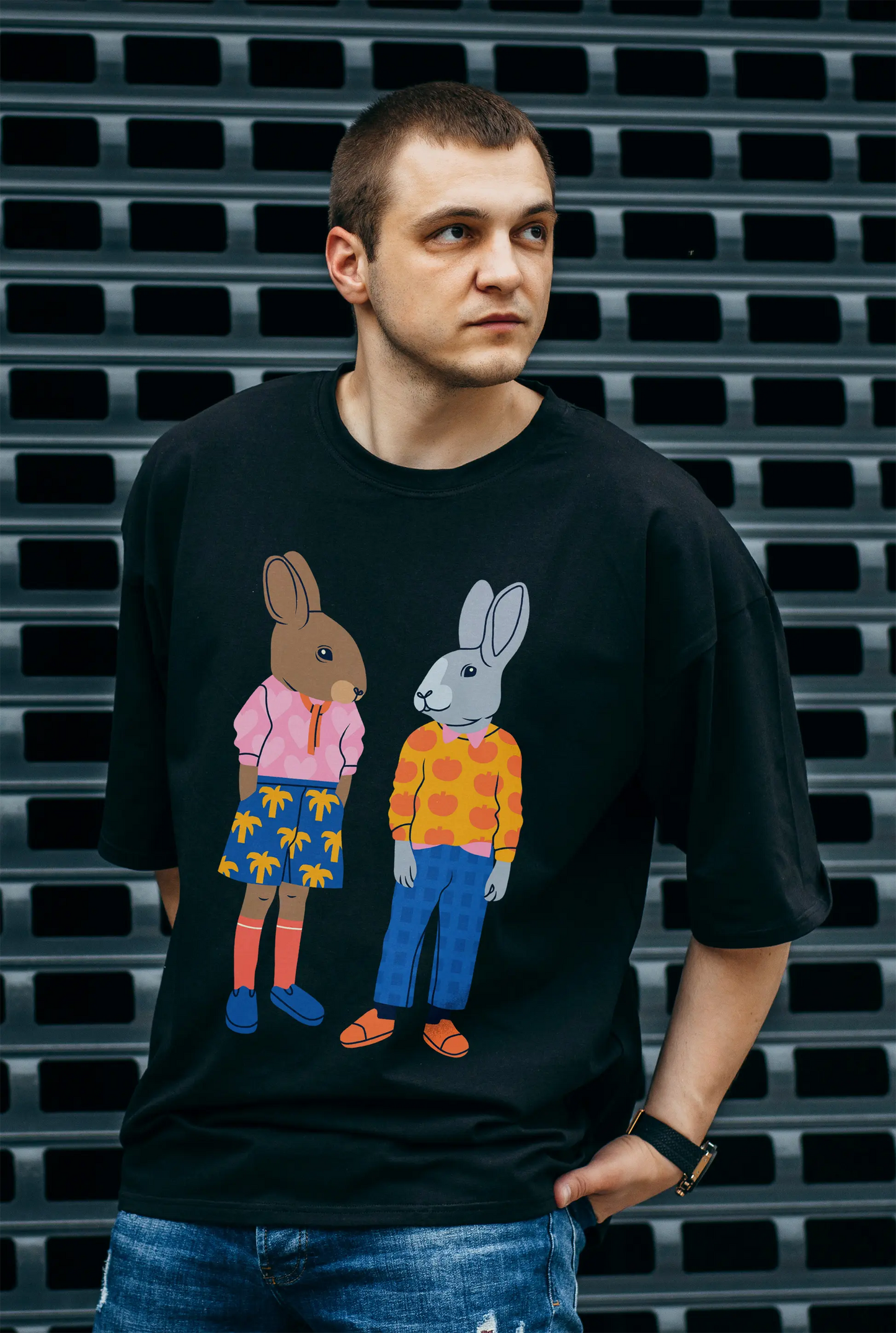Bunny Black Oversized T-shirt