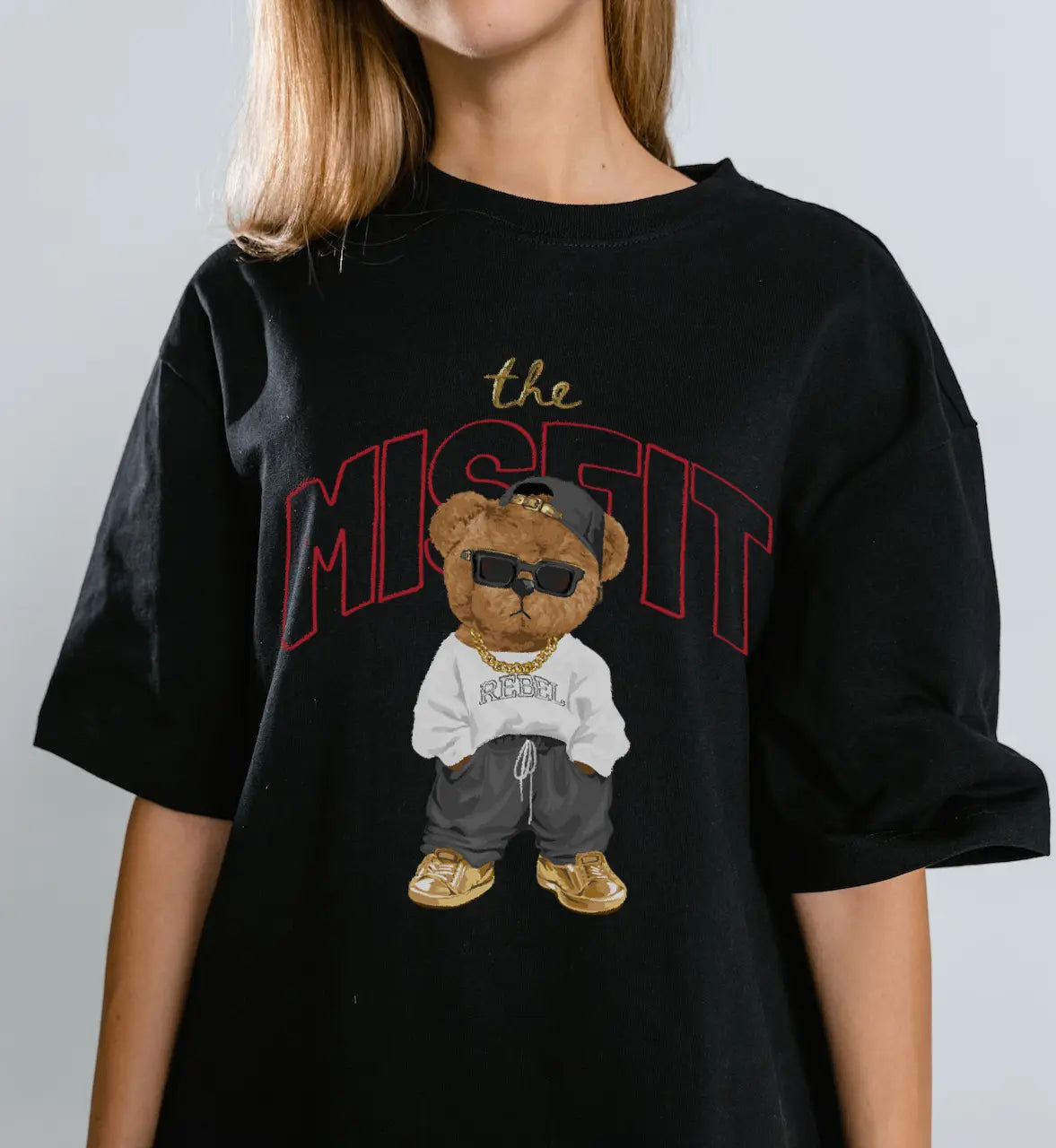Misfit Teddy Black Oversized T-shirt