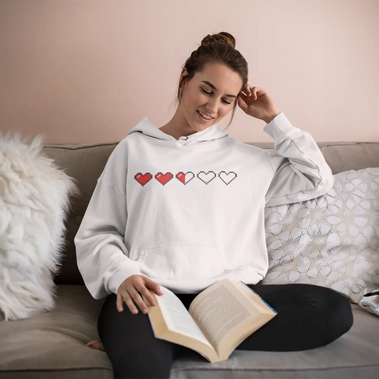 Five Hearts White Oversized Hoodie (Heavyweight)