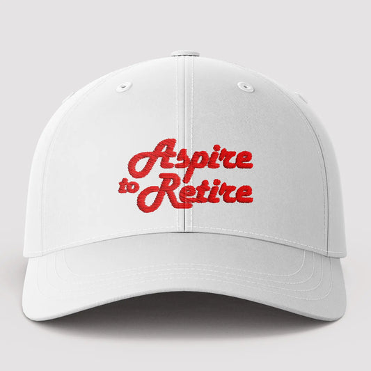Aspire To Retire White Baseball Cap