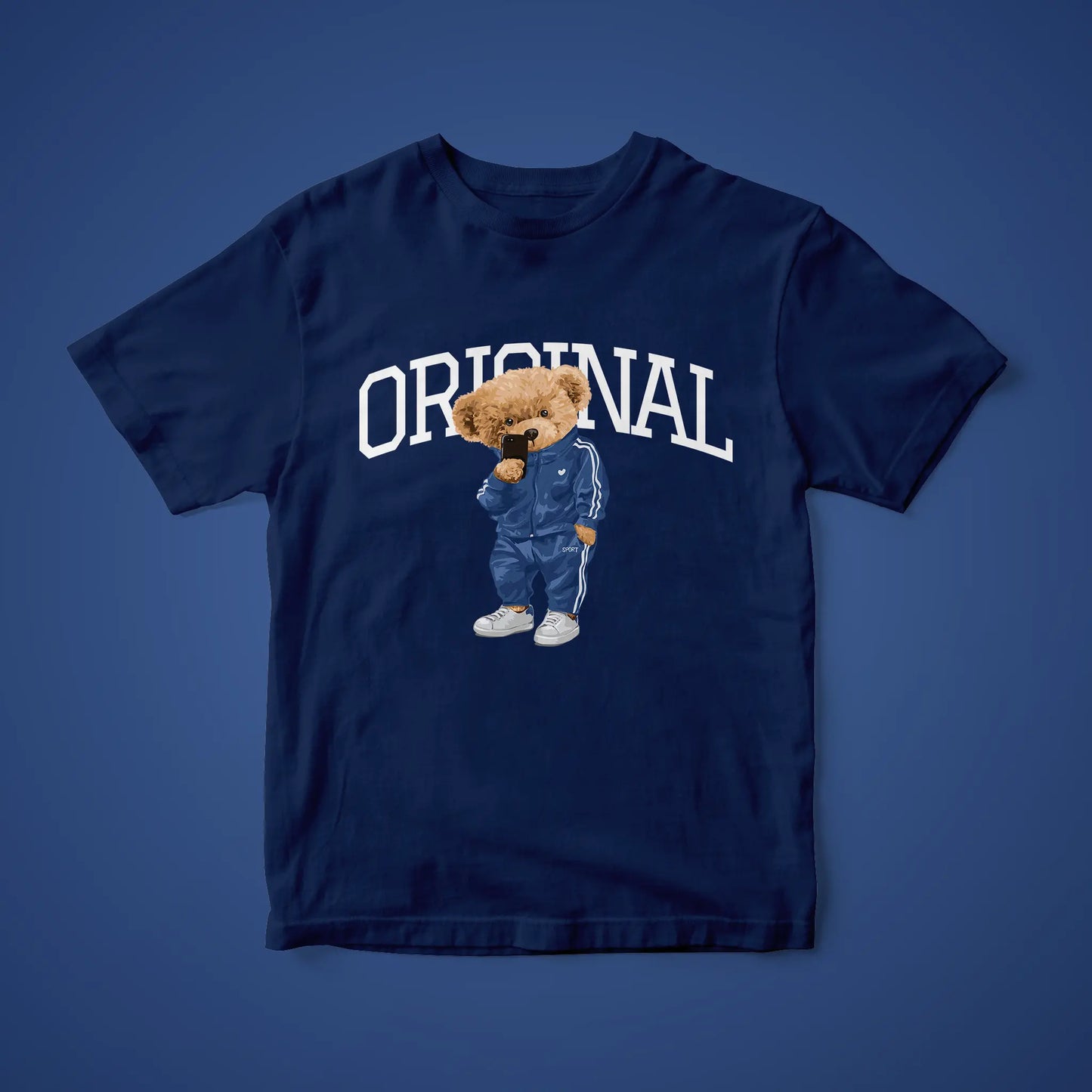 Athletic Teddy Navy Blue Supima Cotton Regular Fit T-shirt