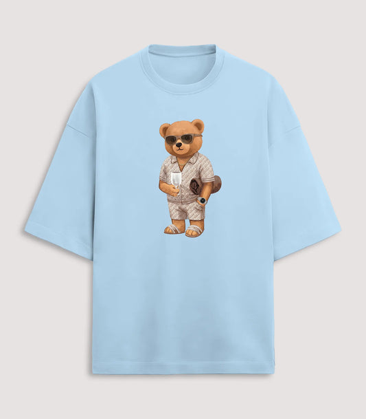 California Rich Teddy Baby Blue Terry Oversized T-shirt (Heavyweight)