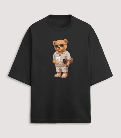 California Rich Teddy Black Terry Oversized T-shirt (Heavyweight)