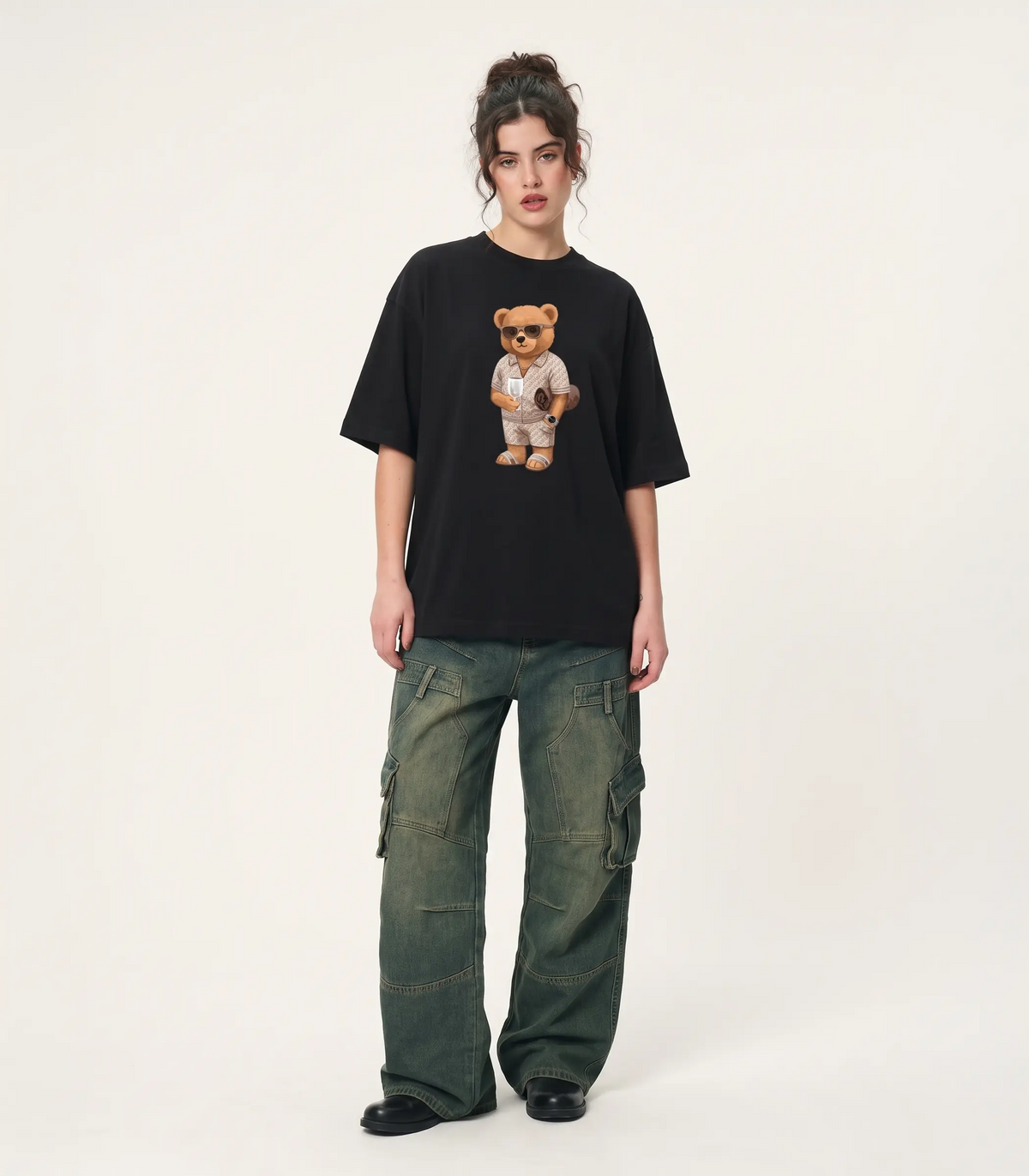 California Rich Teddy Black Terry Oversized T-shirt (Heavyweight)