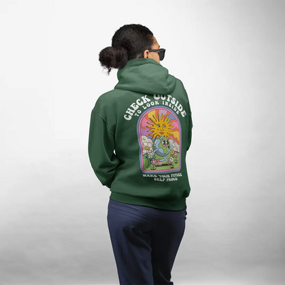 Check Outside Bottle Green Oversized Hoodie (Heavyweight)