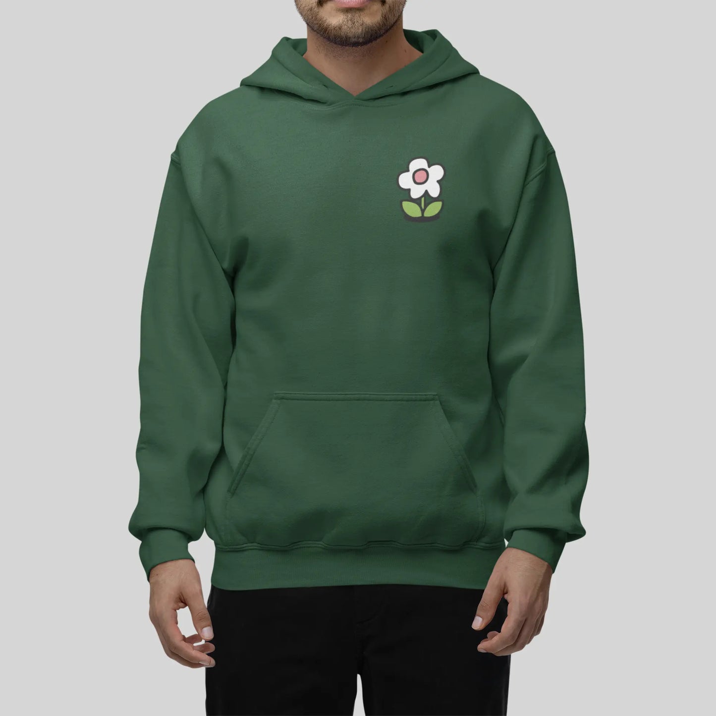 Check Outside Bottle Green Oversized Hoodie (Heavyweight)
