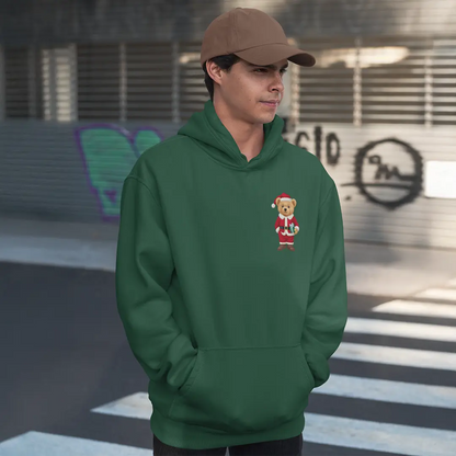 Christmas Teddy Bottle Green Oversized Hoodie (Heavyweight)