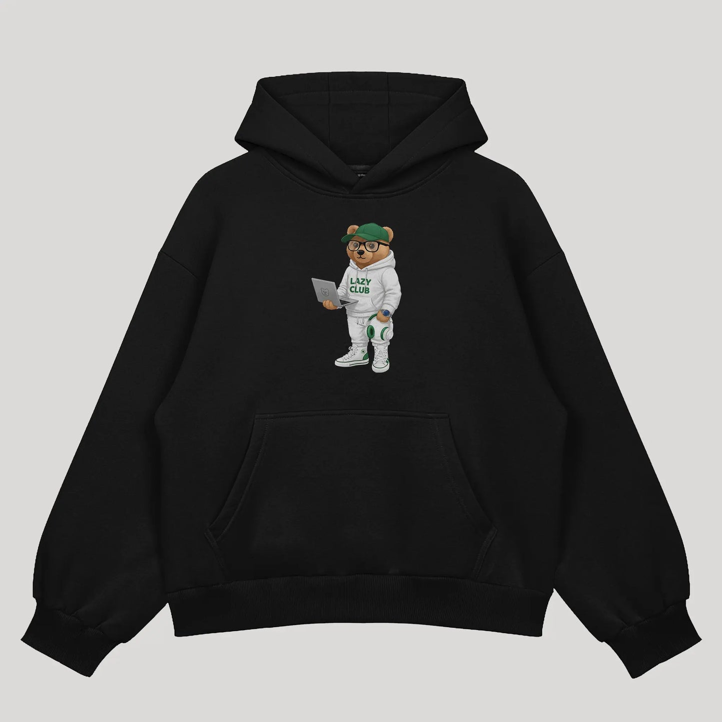 College Student Teddy Black Oversized Hoodie (Heavyweight)