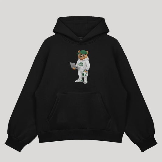 College Student Teddy Black Oversized Hoodie (Heavyweight)