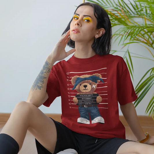 Criminal Teddy Red Oversized T-shirt