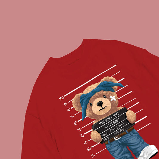 Criminal Teddy Red Oversized T-shirt