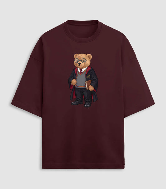 Dark Wizard Teddy Maroon Terry Oversized T-shirt (Heavyweight)
