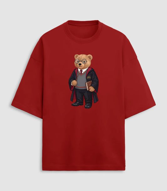 Dark Wizard Teddy Red Terry Oversized T-shirt (Heavyweight)