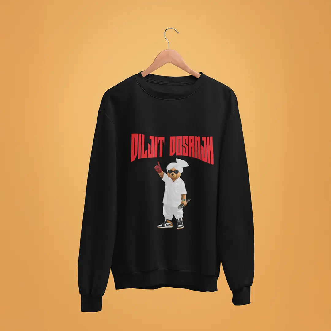 Diljit Dosanjh Teddy Black Oversized Sweatshirt (Heavyweight)