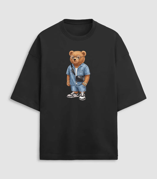 Euro Summer Teddy Black Terry Oversized T-shirt (Heavyweight)