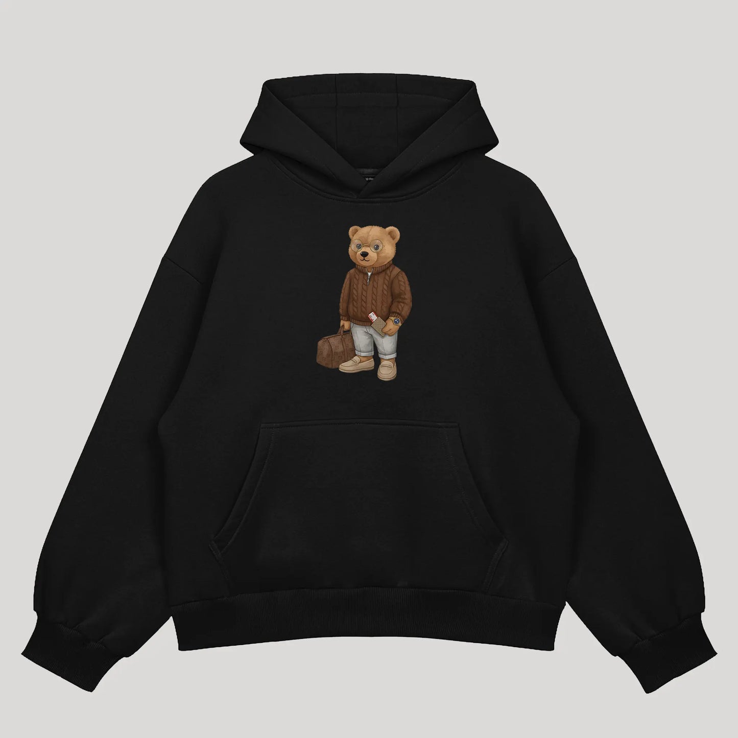 First Class Flyer Teddy Black Oversized Hoodie (Heavyweight)