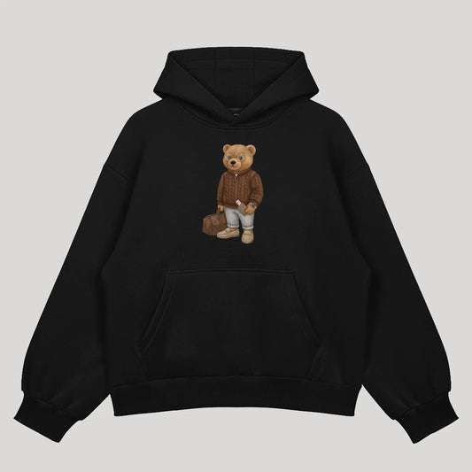 First Class Flyer Teddy Black Oversized Hoodie (Heavyweight)