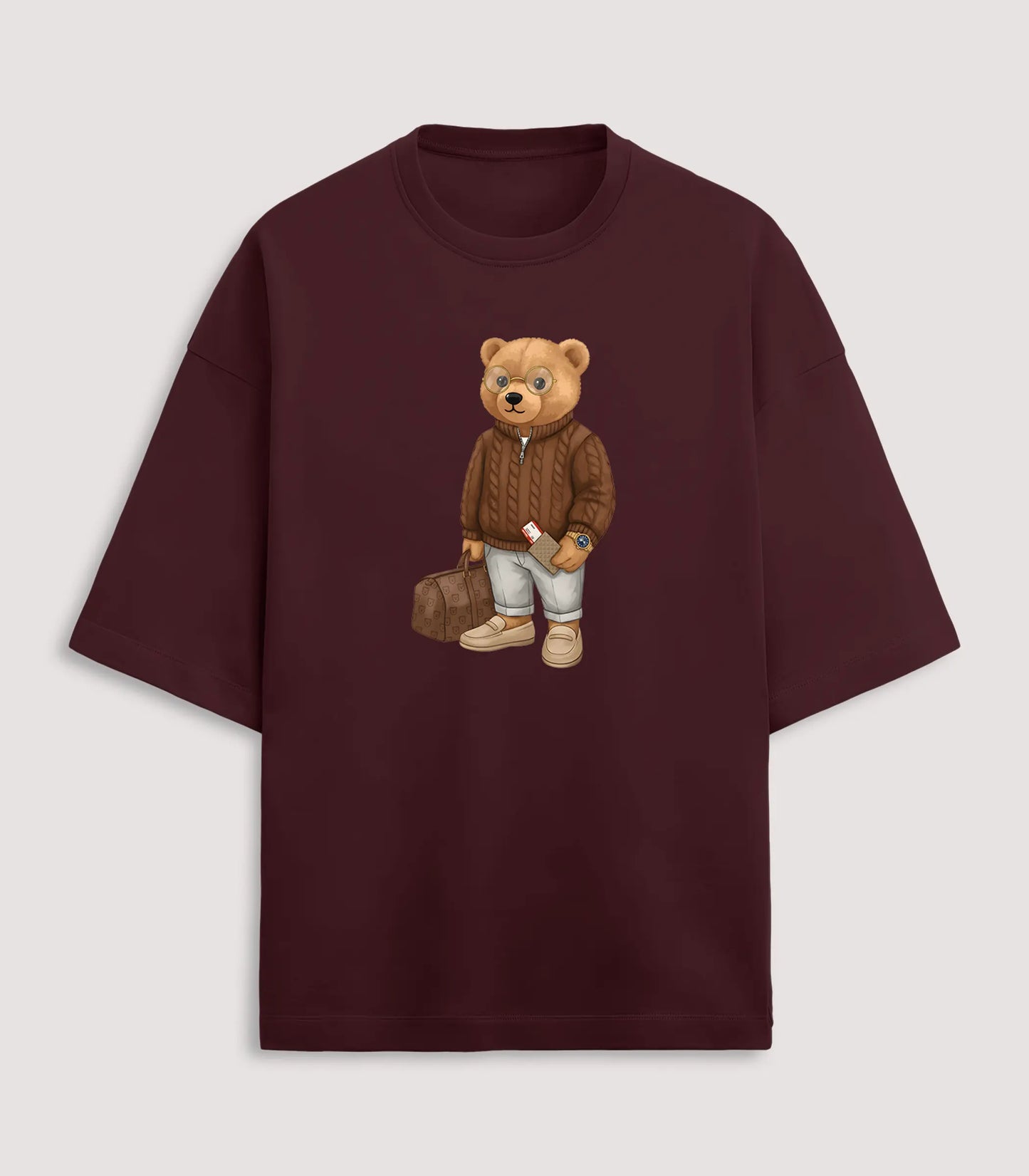 First Class Flyer Teddy Maroon Terry Oversized T-shirt (Heavyweight)
